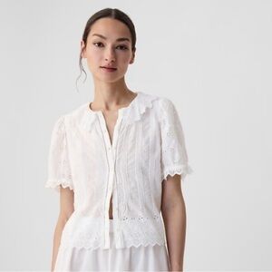 Doen x GAP White Eyelet Blouse sz S